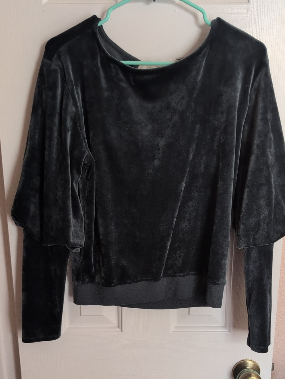 JOIE Lyndell Velour Balloon Puff Sleeve Romantic Sweater Top - SMALL